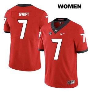 Women's Georgia Bulldogs NCAA #7 D'Andre Swift Nike Stitched Red Legend Authentic College Football Jersey AKH2354AS
